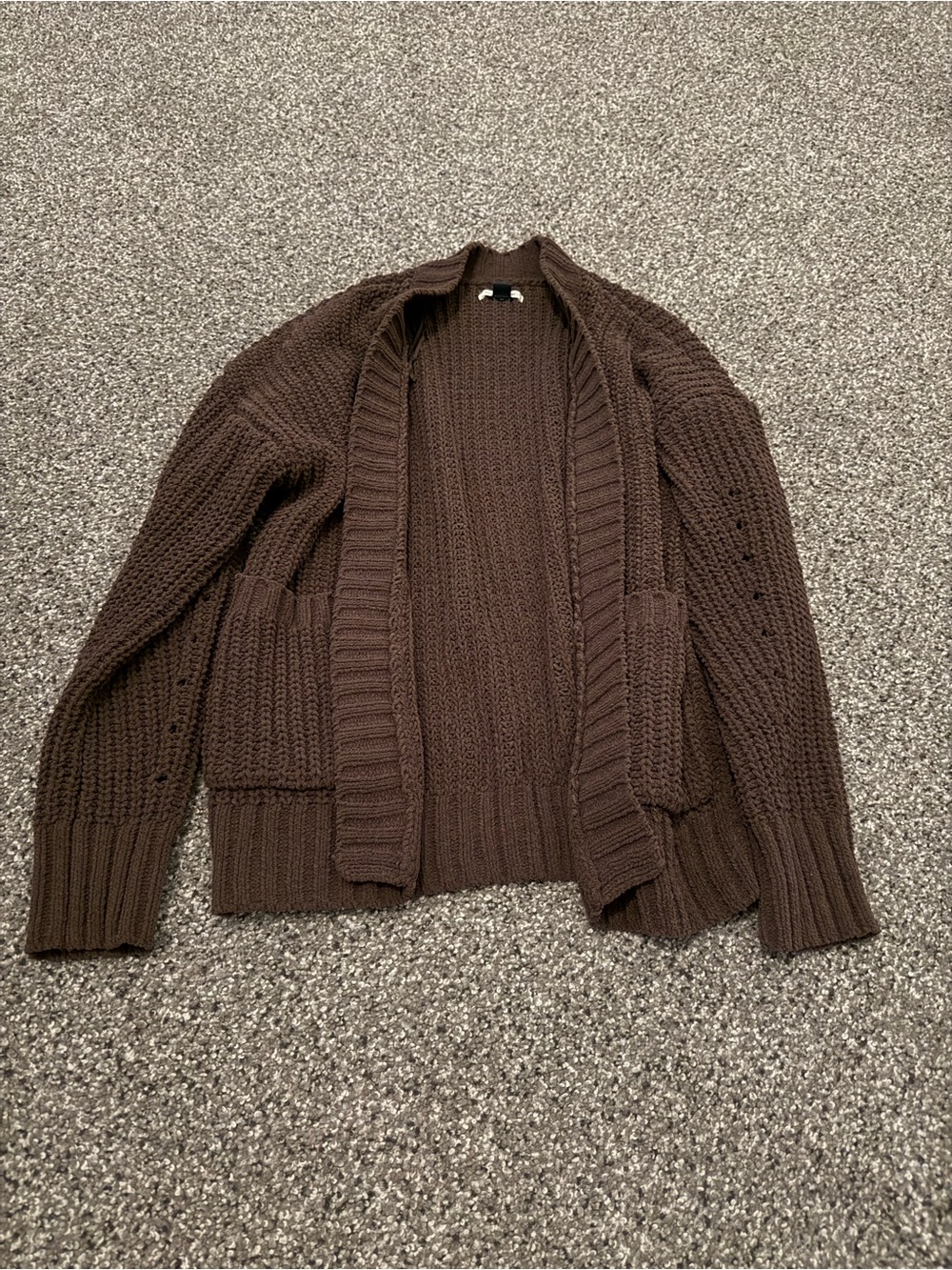 American Eagle Outfitters Dark Brown Chunky Open-Front Cardigan